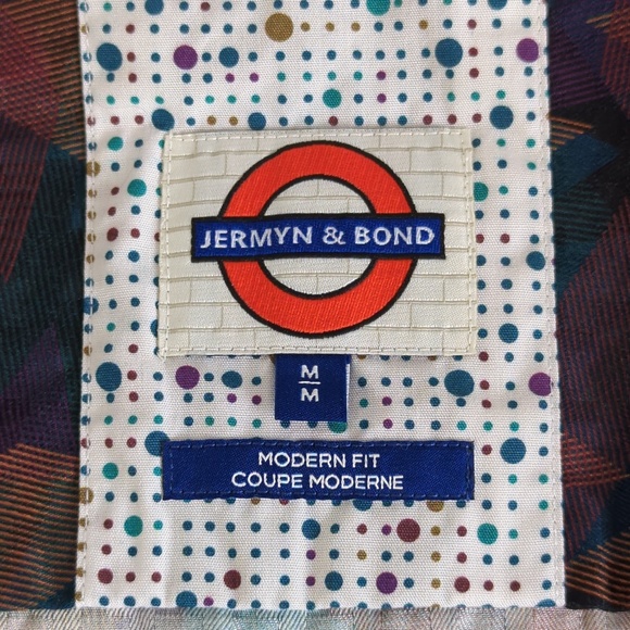 Jermyn & Bond Men’s Button Down Flip Cuff Geometric Print Shirt - Picture 4 of 13